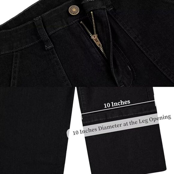 Women's Wide Leg Jeans High Waisted Carpenter Cargo Jeans Casual 90s Y2K Flap - Picture 2 of 4